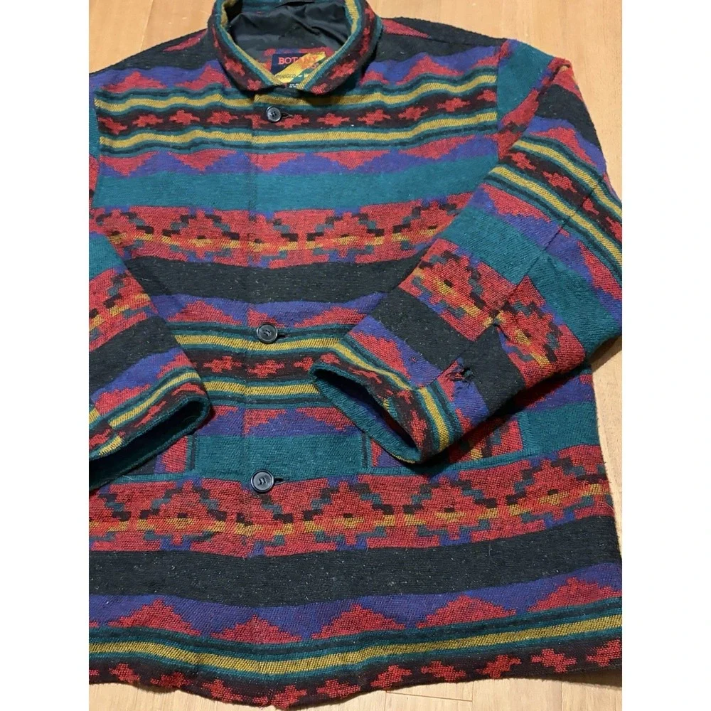 Vintage BOTANY 500 RUGGED WEAR Western Aztec Blanket Coat Jacket Geometric XL